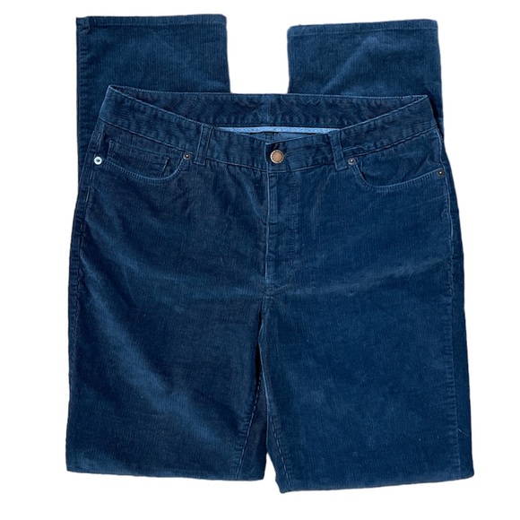 LL Bean Navy corduroy cords favorite fit high rise high waist Talbots Jean Pant - Picture 2 of 6